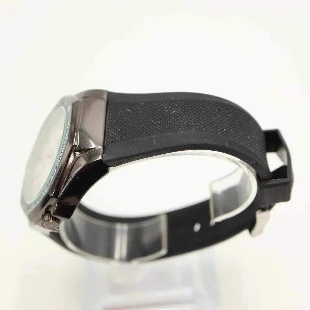 Puma Men's Black Sport Analog 44mm Watch White Dial Silicone Strap w New Battery